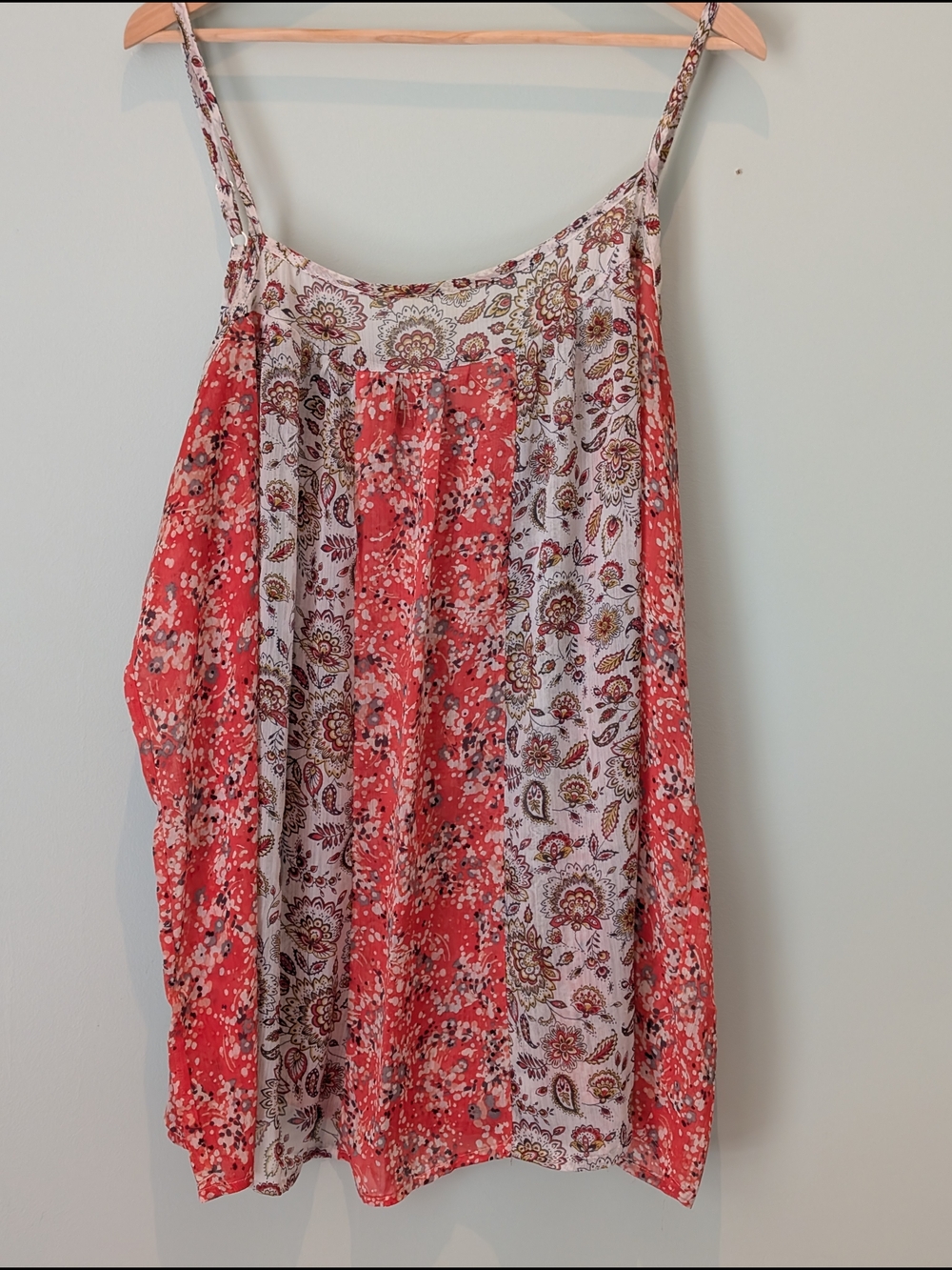 Floral Print Spaghetti Strap Top - Semi Sheer